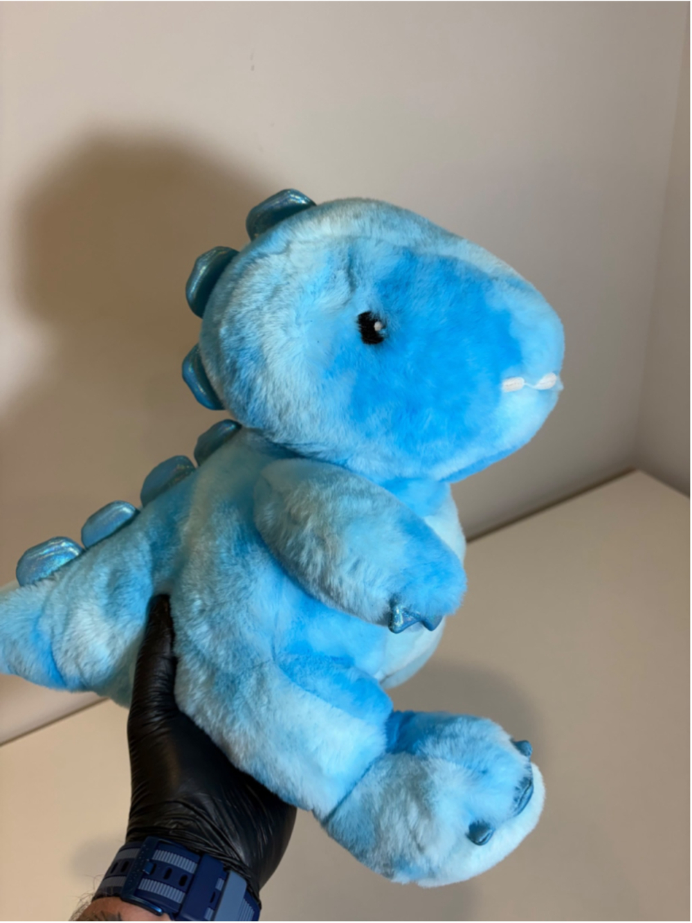 FAO Schwarz Glow Brights Blue Dinosaur Plush Lights Sound 13" Tested Works #F